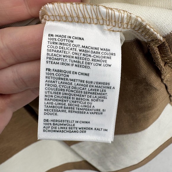 Lands End Rugby Shirt Womens Medium Brown White Stripe Long Sleeve Polo Top NWT - Picture 6 of 12